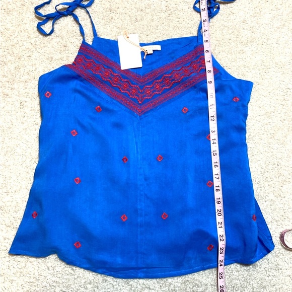 NWT Skies Are Blue Red Embroidered Tie Camisole Tank Top Women Medium - Picture 4 of 6
